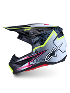 Alpinestars S-M7 Blaster Helmet for Motocross racing, Gray and Black with Yellow Fluo accents, ECE 22.06 certified.