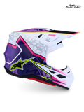 Alpinestars S-M7 Blaster Helmet, motocross racing helmet, purple, pink, and white glossy, ECE 06 and DOT certified, composite shell construction