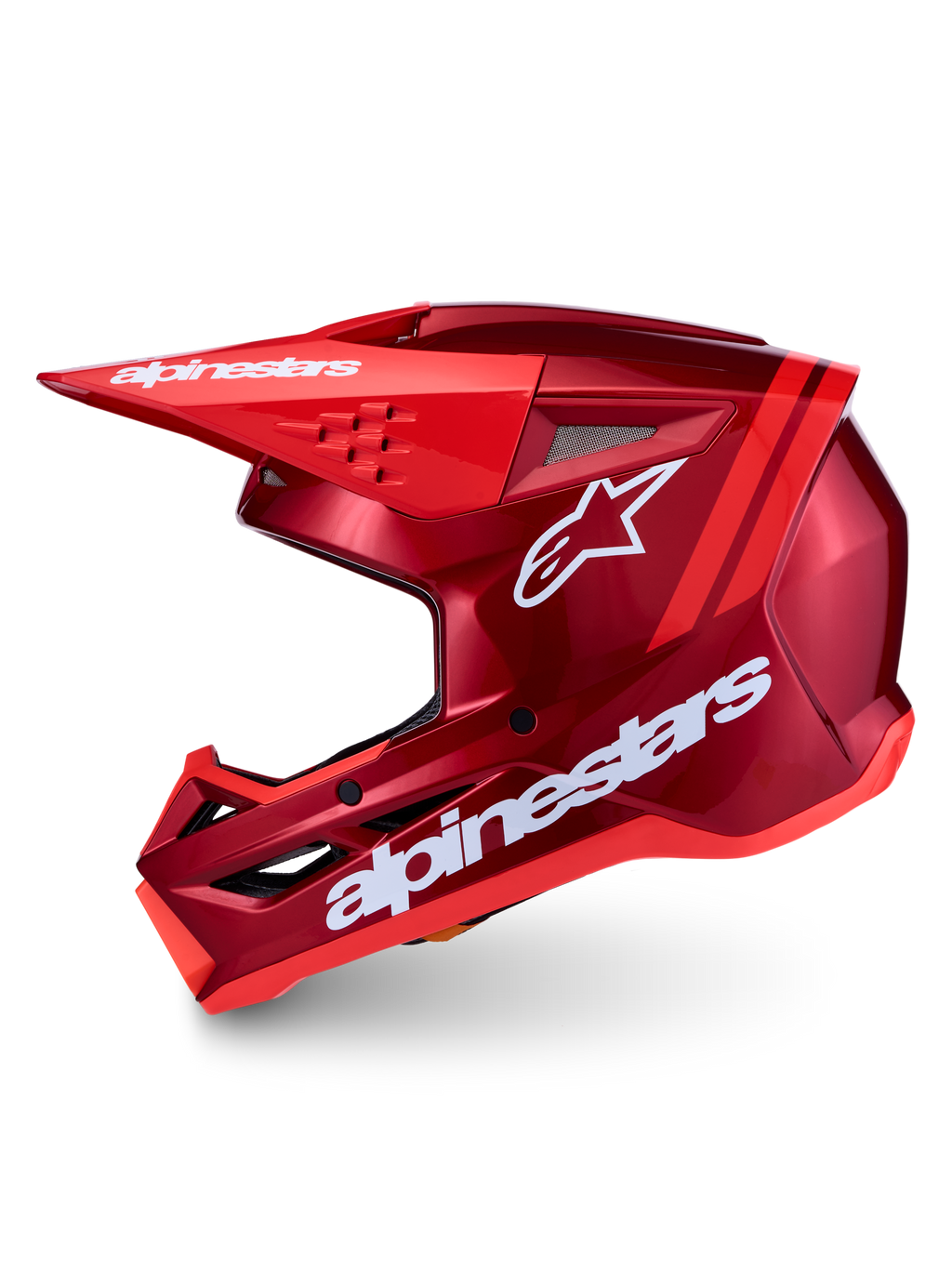 Alpinestars SM3 Radium Helmet, Motocross and Off-road helmet in glossy Red and White, lightweight polymer shell, ECE certified.