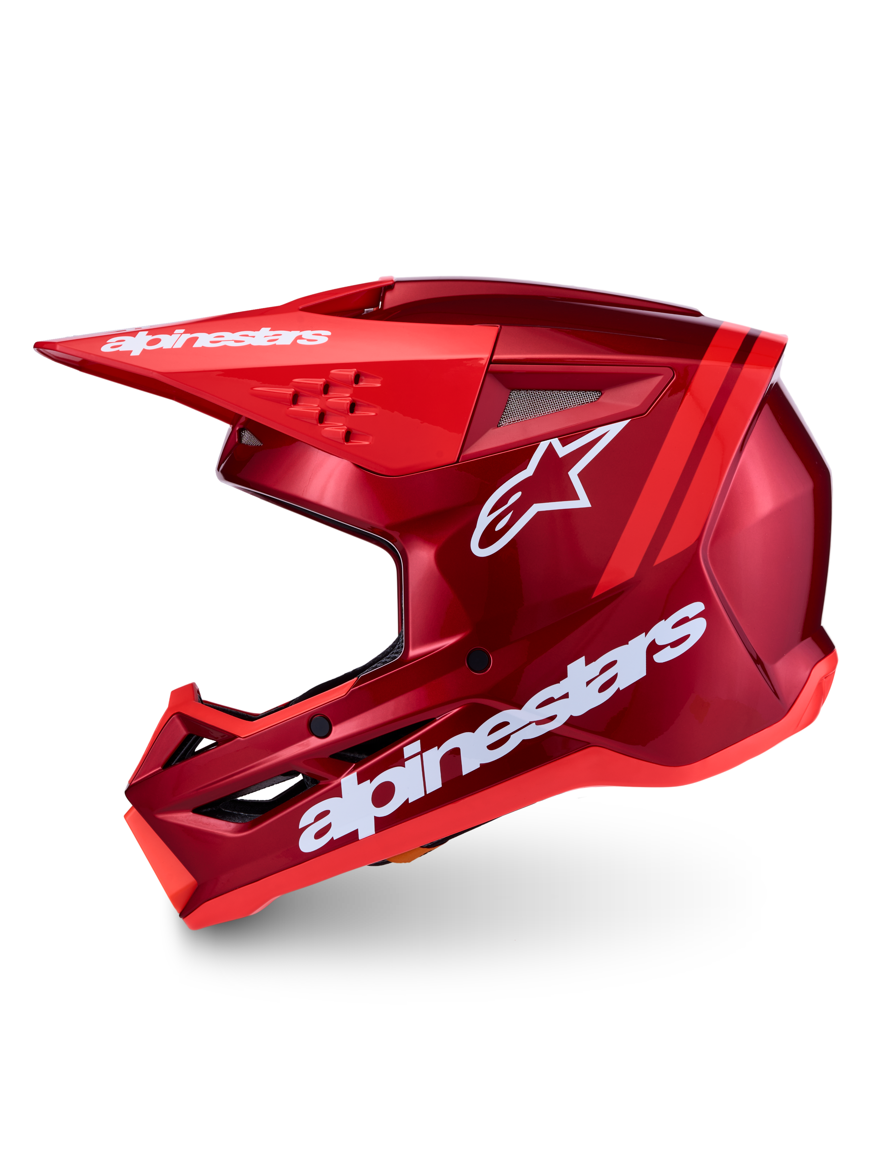 Alpinestars SM3 Radium Helmet, Motocross and Off-road helmet in glossy Red and White, lightweight polymer shell, ECE certified.