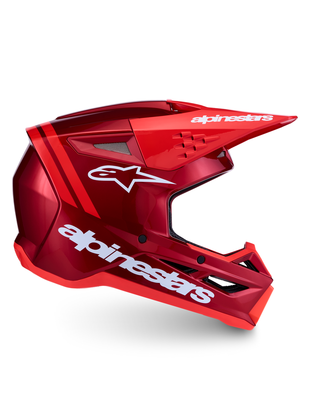 Alpinestars SM3 Radium Motocross Helmet, Red and White, lightweight polymer shell with advanced ventilation.