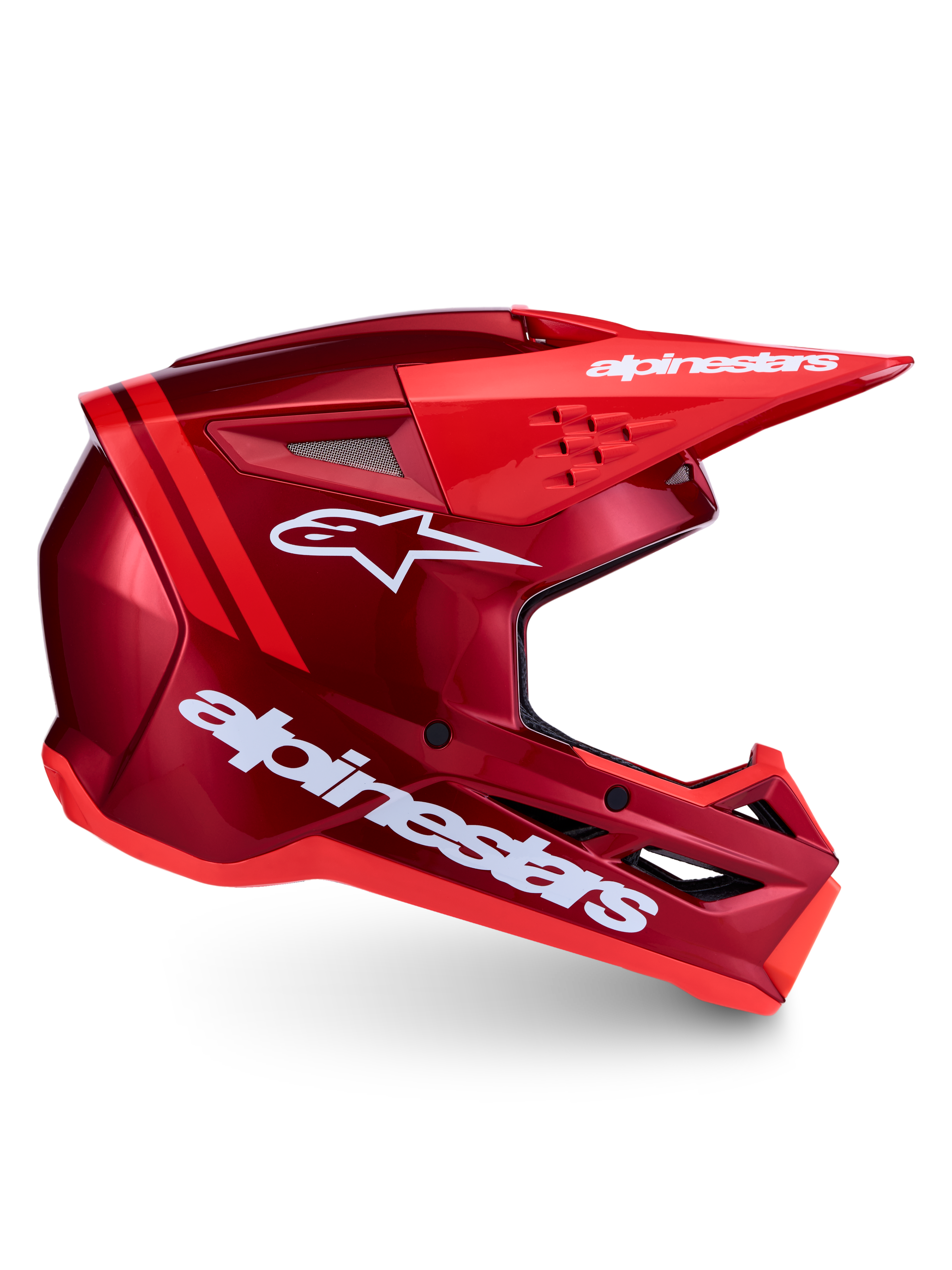Alpinestars SM3 Radium Motocross Helmet, Red and White, lightweight polymer shell with advanced ventilation.