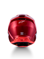 Alpinestars SM3 Radium Helmet, Red Motochrome motocross helmet, rear view with ventilation ports and ECE certification.