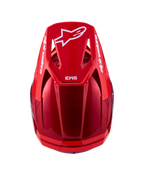 Alpinestars SM3 Radium Motocross Helmet, Red and White, showing the aerodynamic shell and visor from above, ECE certified.