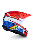 Alpinestars SM3 Falcon Helmet, Motocross and Off-road, Red, White, and Blue, Glossy finish with yellow fluo star logos.