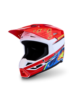 Alpinestars SM3 Falcon Helmet, red and white motocross helmet with blue accents and ECE 2206 certified off-road protection.