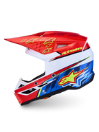 Alpinestars SM3 Falcon Motocross Helmet, Red Fluo, White, Blue, and Yellow Fluo, ECE 2206 and DOT certified.