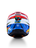 Alpinestars SM3 Falcon Motocross Helmet, Red, White, and Blue with boxing bird graphic, ECE 22.06 certified.