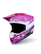 Alpinestars SM3 Falcon MX Helmet, purple and white glossy finish, ECE certified for off-road and enduro racing.