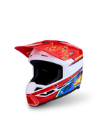 Alpinestars SM3 Youth Falcon Helmet, red and white motocross helmet with yellow accents, ECE 22.06 certified.