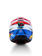 Alpinestars SM3 Youth Falcon Helmet, red, white, and blue kids motocross helmet with rear falcon graphic, ECE certified.