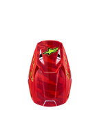 Alpinestars SM3 Youth Falcon Helmet, Motocross, Youth, Red and Neon Yellow, top view showing aerodynamic shell graphics.