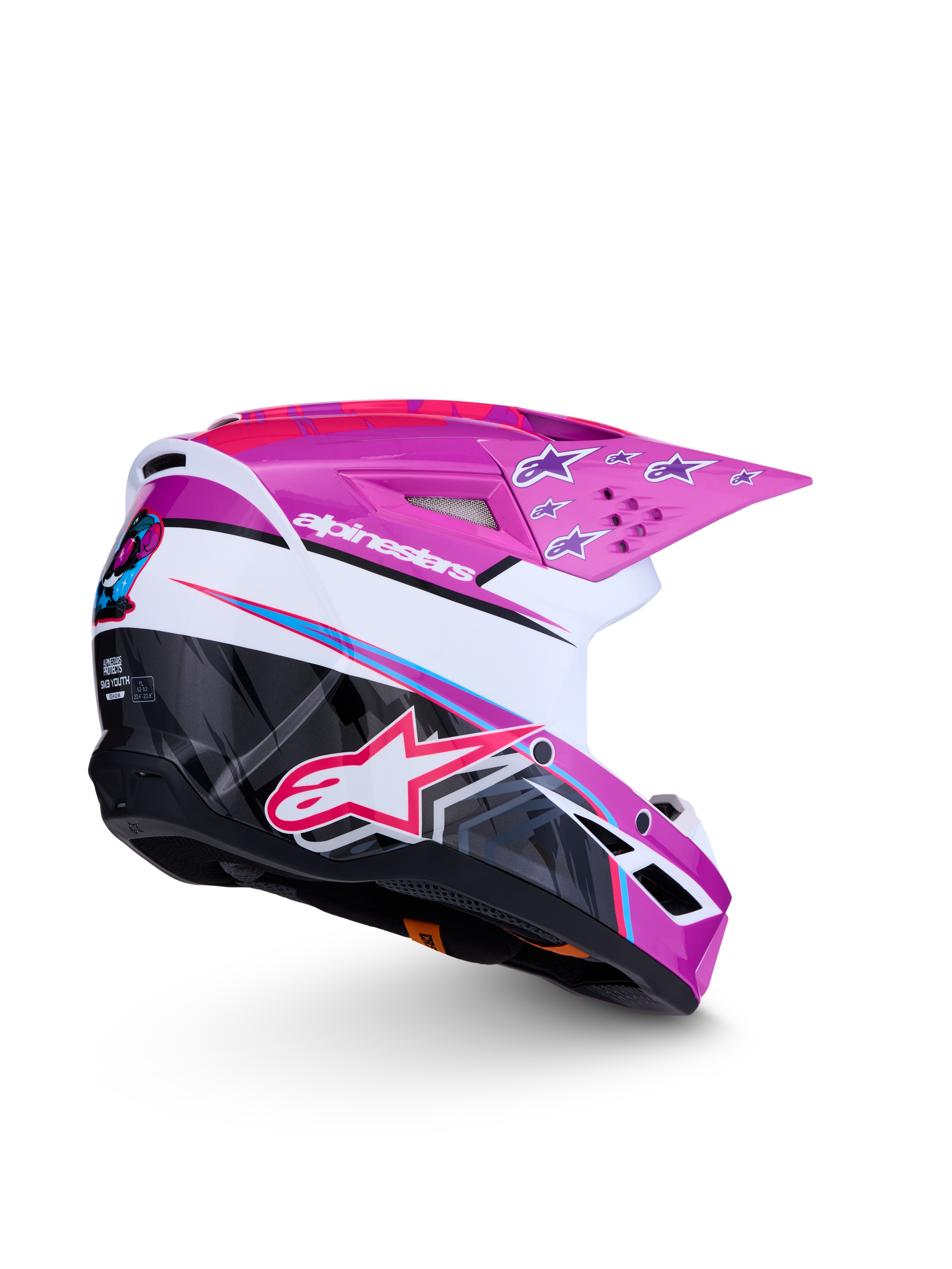 Alpinestars SM3 Youth Falcon Helmet, Youth Motocross Helmet, Purple and Pink Glossy, ECE 22.06 Certified.