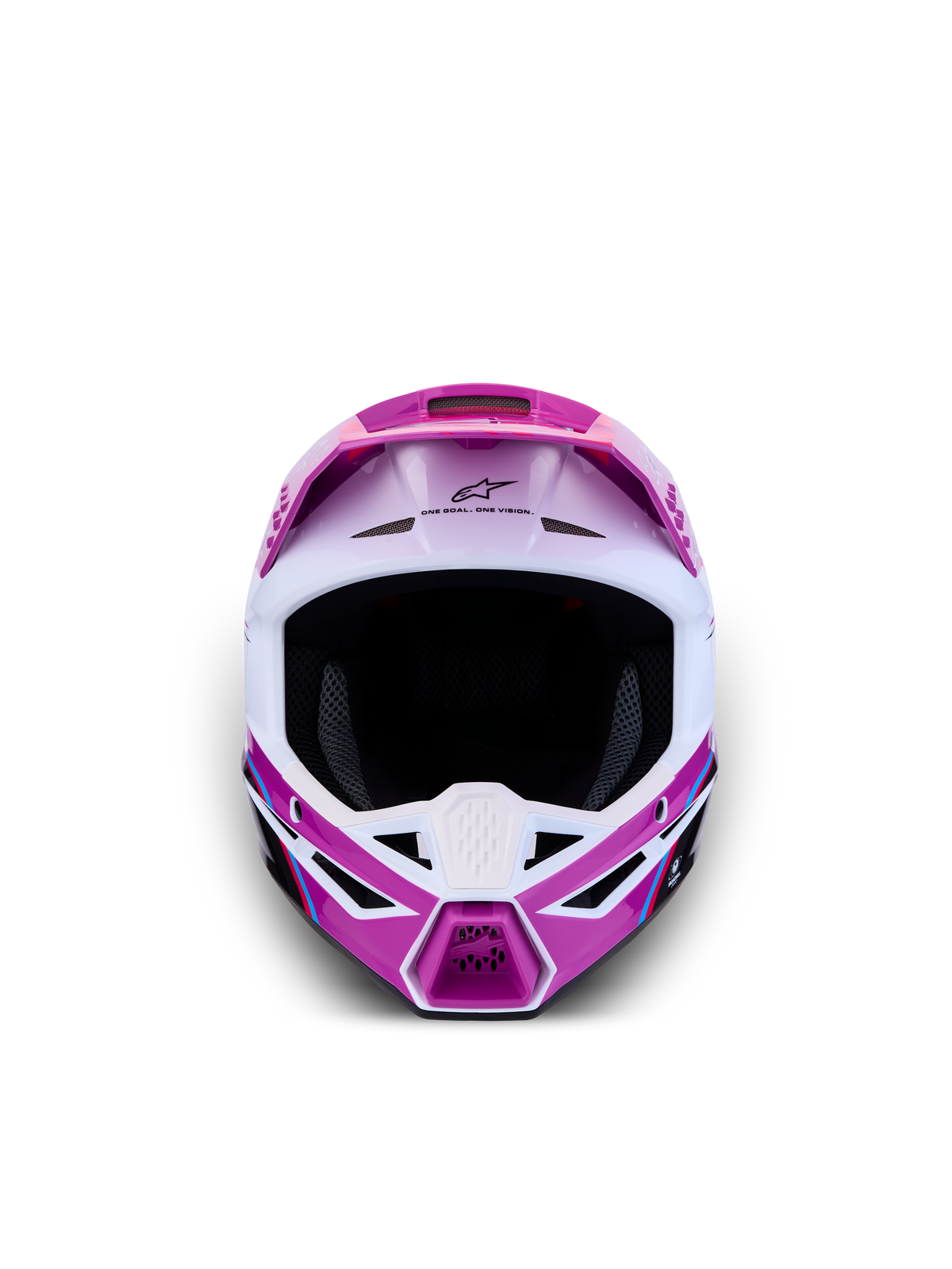 Alpinestars SM3 Youth Falcon Motocross Helmet, purple and white glossy finish, lightweight ECE 22.06 certified protection.