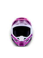 Alpinestars SM3 Youth Falcon Motocross Helmet, purple and white glossy finish, lightweight ECE 22.06 certified protection.