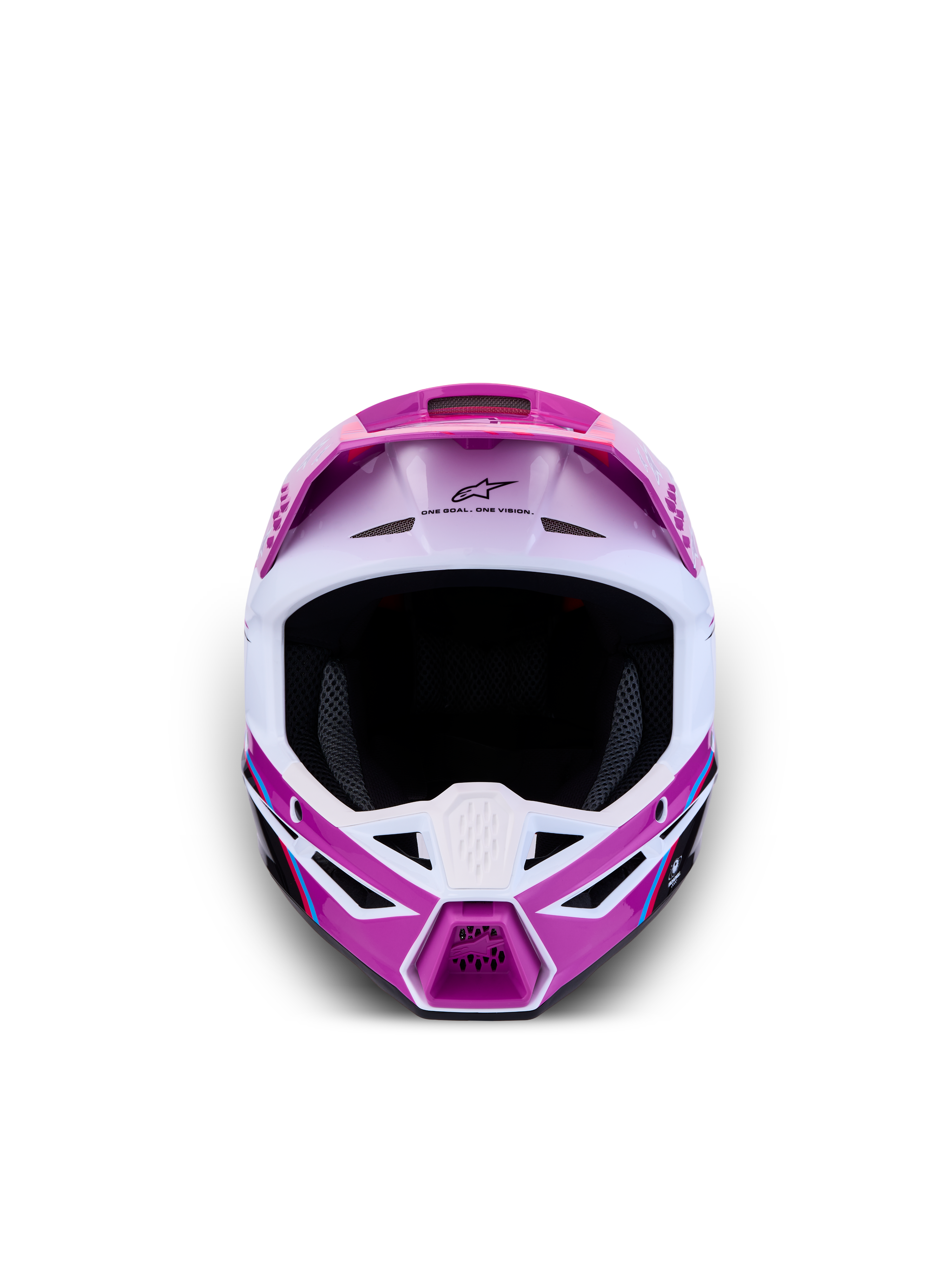 Alpinestars SM3 Youth Falcon Motocross Helmet, purple and white glossy finish, lightweight ECE 22.06 certified protection.