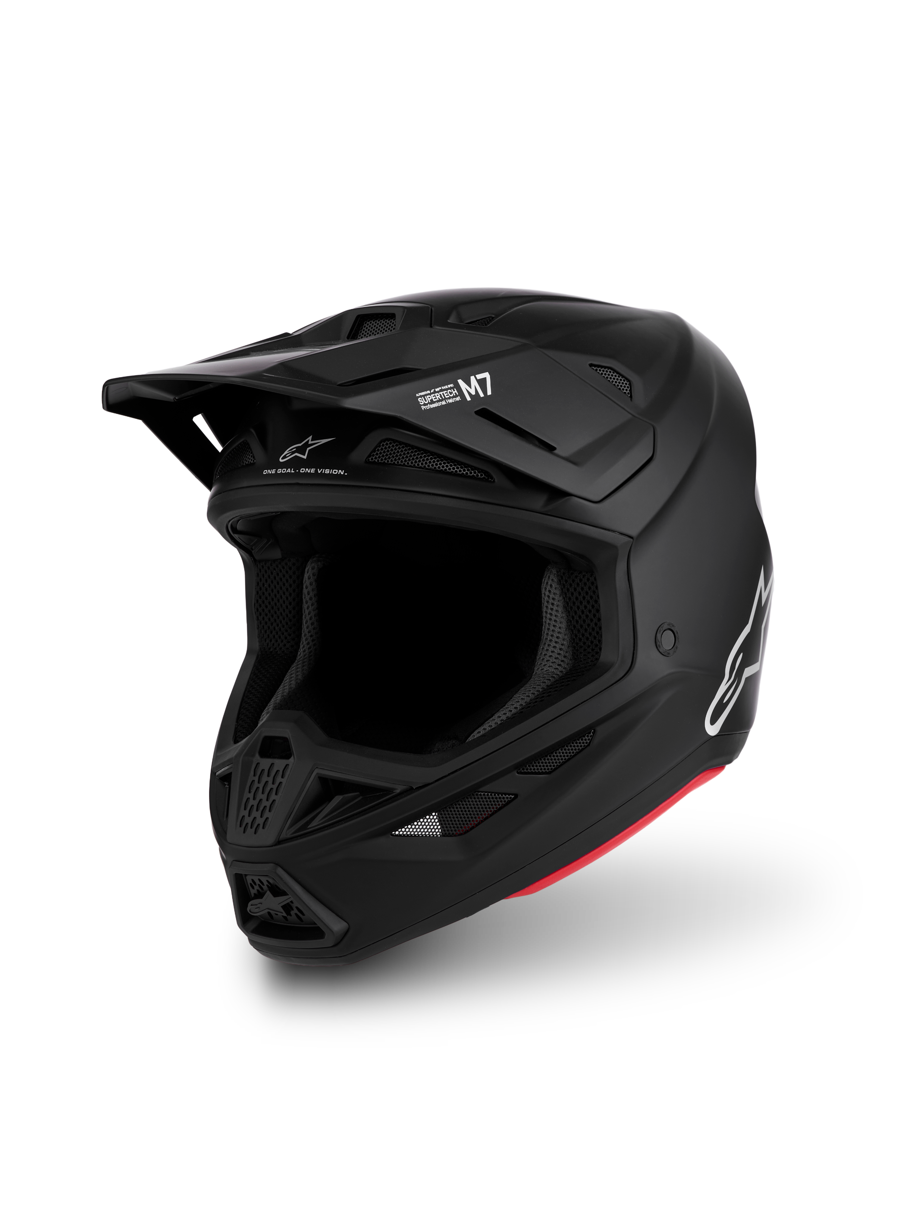 Alpinestars S-M7 Solid Helmet, Motocross Racing, Matte Black and Red, Lightweight Composite Shell, ECE 22.06 Certified.