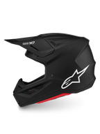 Alpinestars S-M7 Solid Helmet, matte black motocross helmet with white A-star logo, red trim, and ECE06 certification.