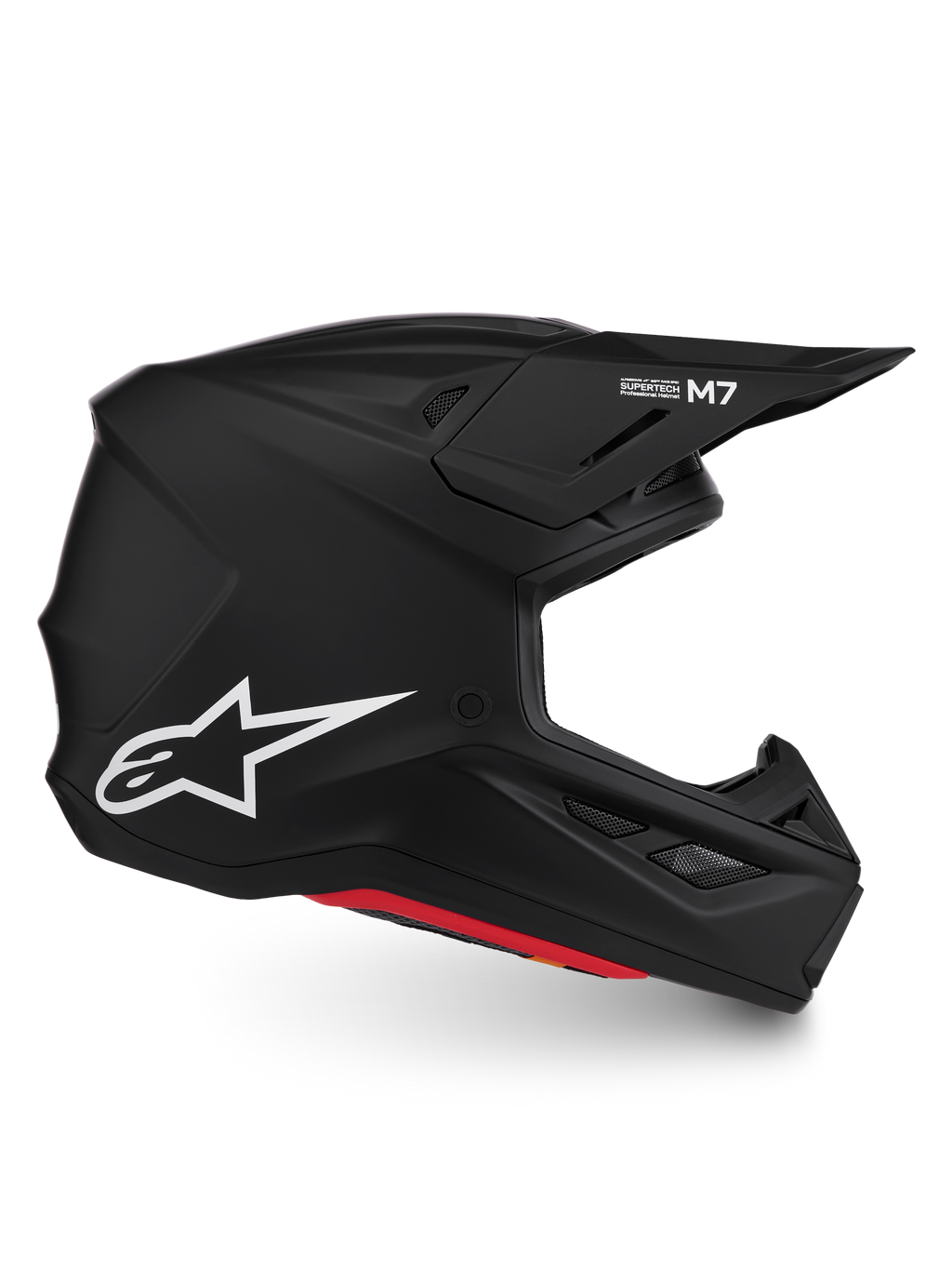 Alpinestars S-M7 Solid Helmet, professional motocross helmet, matte black, ECE06 and DOT certified, lightweight composite shell.