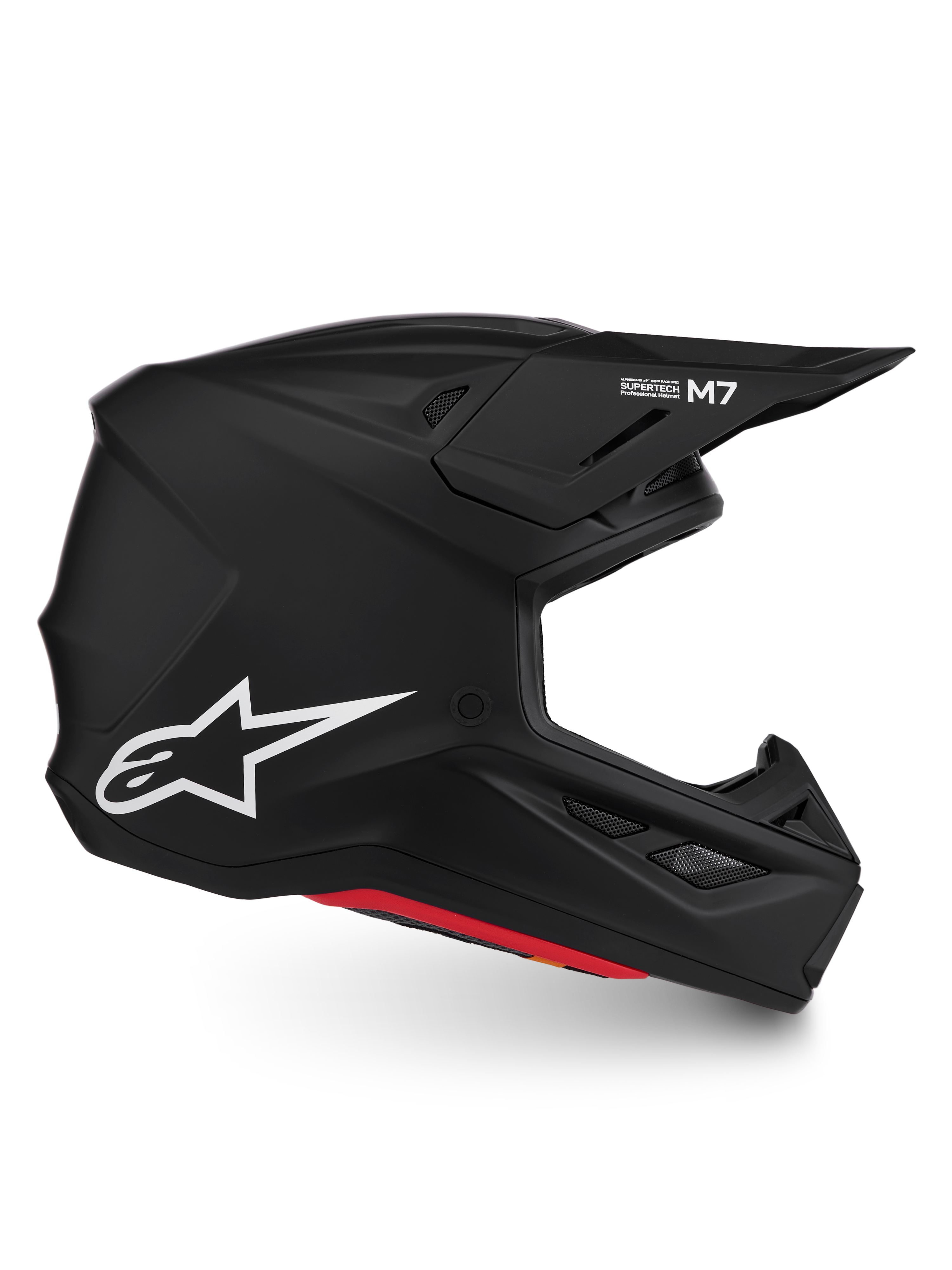 Alpinestars S-M7 Solid Helmet, professional motocross helmet, matte black, ECE06 and DOT certified, lightweight composite shell.