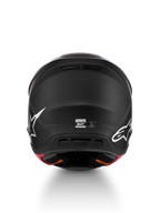 Alpinestars S-M7 Solid Helmet in matte black, rear view of aerodynamic motocross helmet showing ECE 22.06 certification.