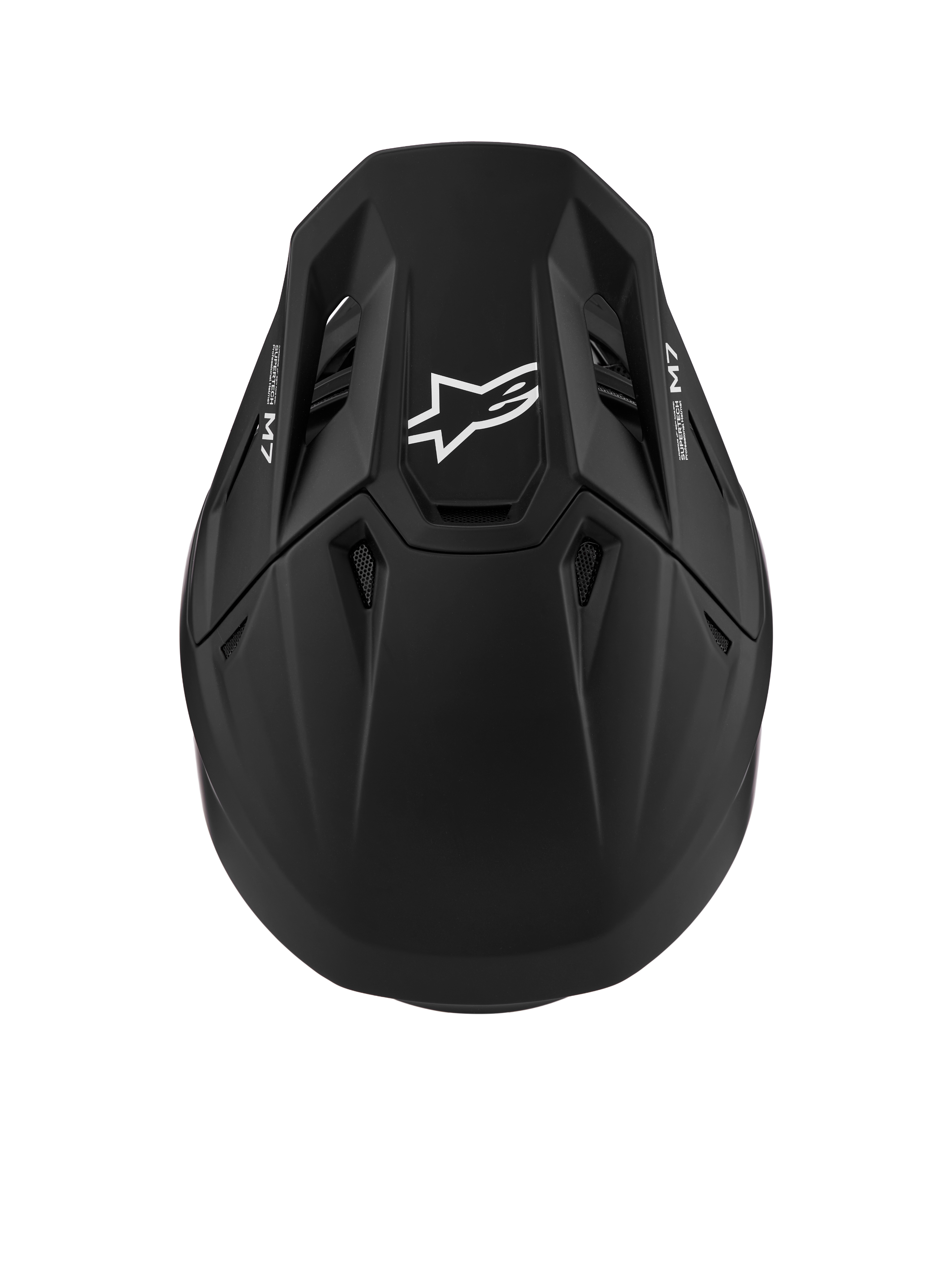 Alpinestars S-M7 Solid Motocross Helmet, matte black with top ventilation ports, aerodynamic shell, and ECE 22.06.