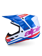 Alpinestars S-M7 Core Helmet, Motocross Racing Helmet, White and Blue Glossy, ECE Certified, aerodynamic composite shell.