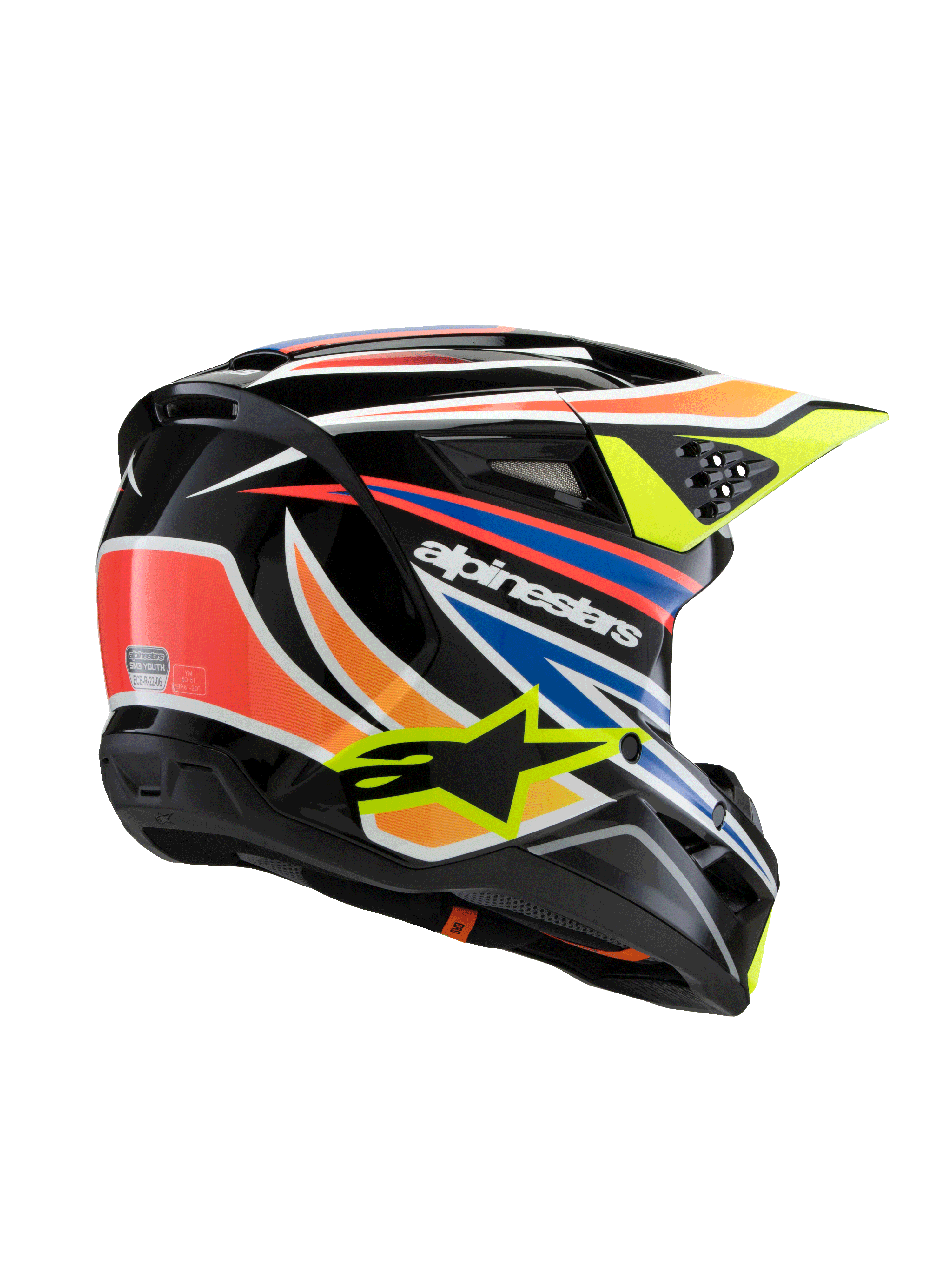 Alpinestars Youth SM3 Wurx Helmet Large Gloss Black / Yellow Fluo / Blue / Red