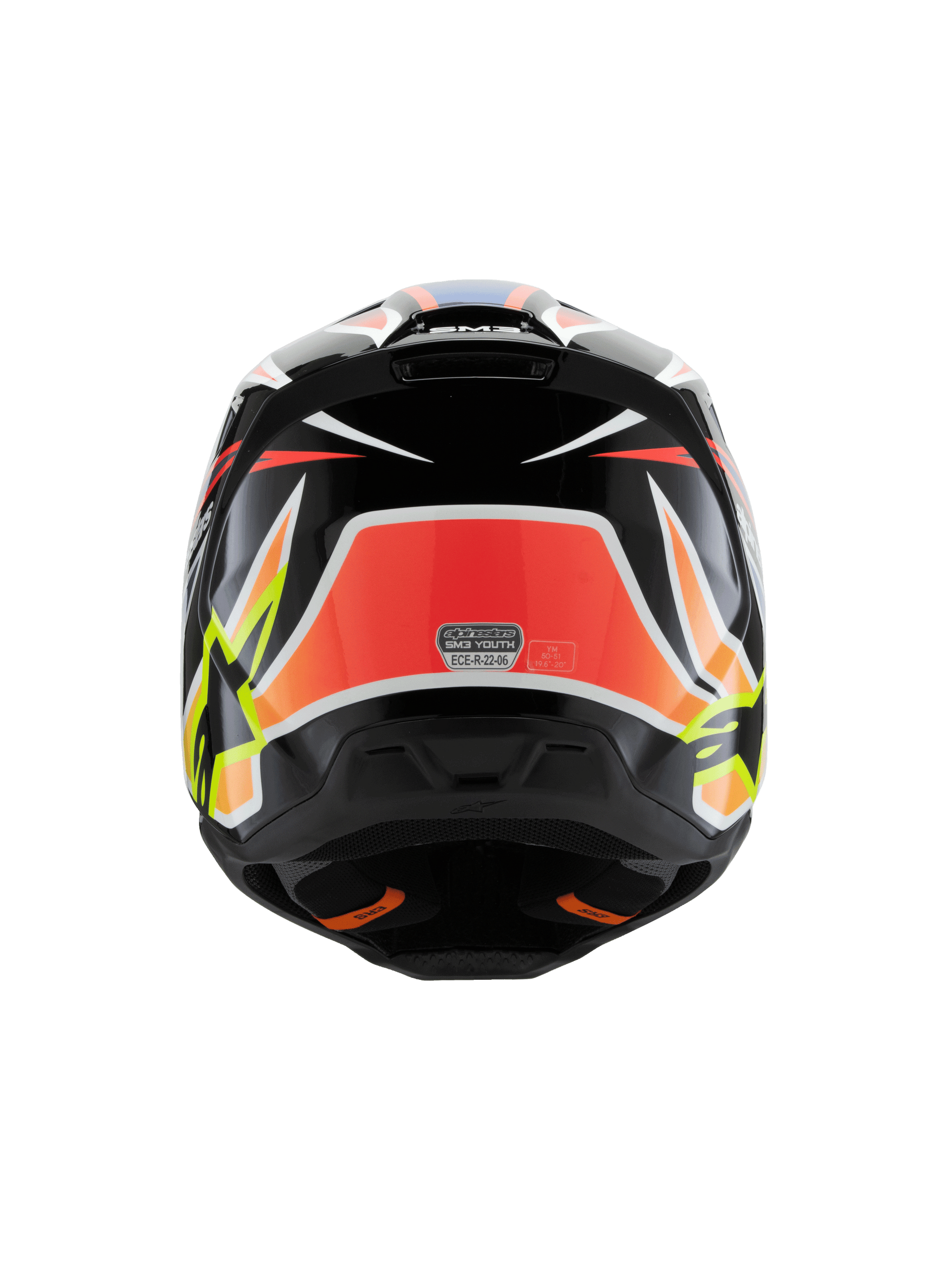 Alpinestars US - SM3 Youth Wurx Helmet ECE06/DOT, Black/Yellow Fluo/Blue Red Glossy, Size: YL Alpinestars US - SM3 Youth Wurx Helmet ECE06/DOT, Black/Yellow Fluo/Blue Red Glossy, Size: YL