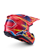 Alpinestars S-M7 Cast Motocross Helmet in red and fluo yellow, featuring a lightweight composite shell and aerodynamic vents for off-road racing performance.