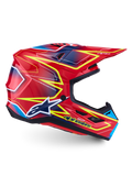 Alpinestars S-M7 Cast Motocross Helmet, Unisex, Red, Yellow Fluo and Blue Glossy, ECE 22.06 Certified lightweight shell.