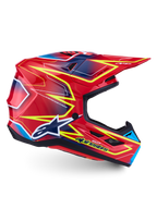 Alpinestars S-M7 Cast Motocross Helmet, Unisex, Red, Yellow Fluo and Blue Glossy, ECE 22.06 Certified lightweight shell.