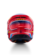 Alpinestars S-M7 Cast Motocross Helmet, Red and Blue Glossy finish, rear view with ECE 22.06 certification markings.