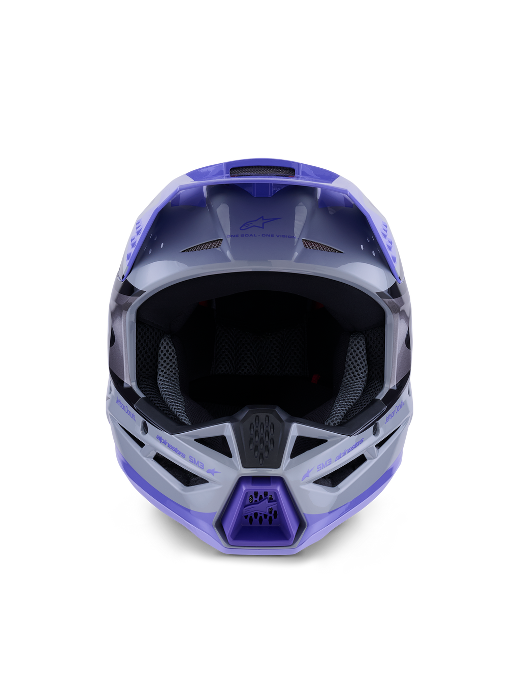 Alpinestars SM3 Jettson Youth Helmet, Motocross Gear, Gray and Purple Glossy, ECE 2206 and DOT Certified, High-Ventilation.