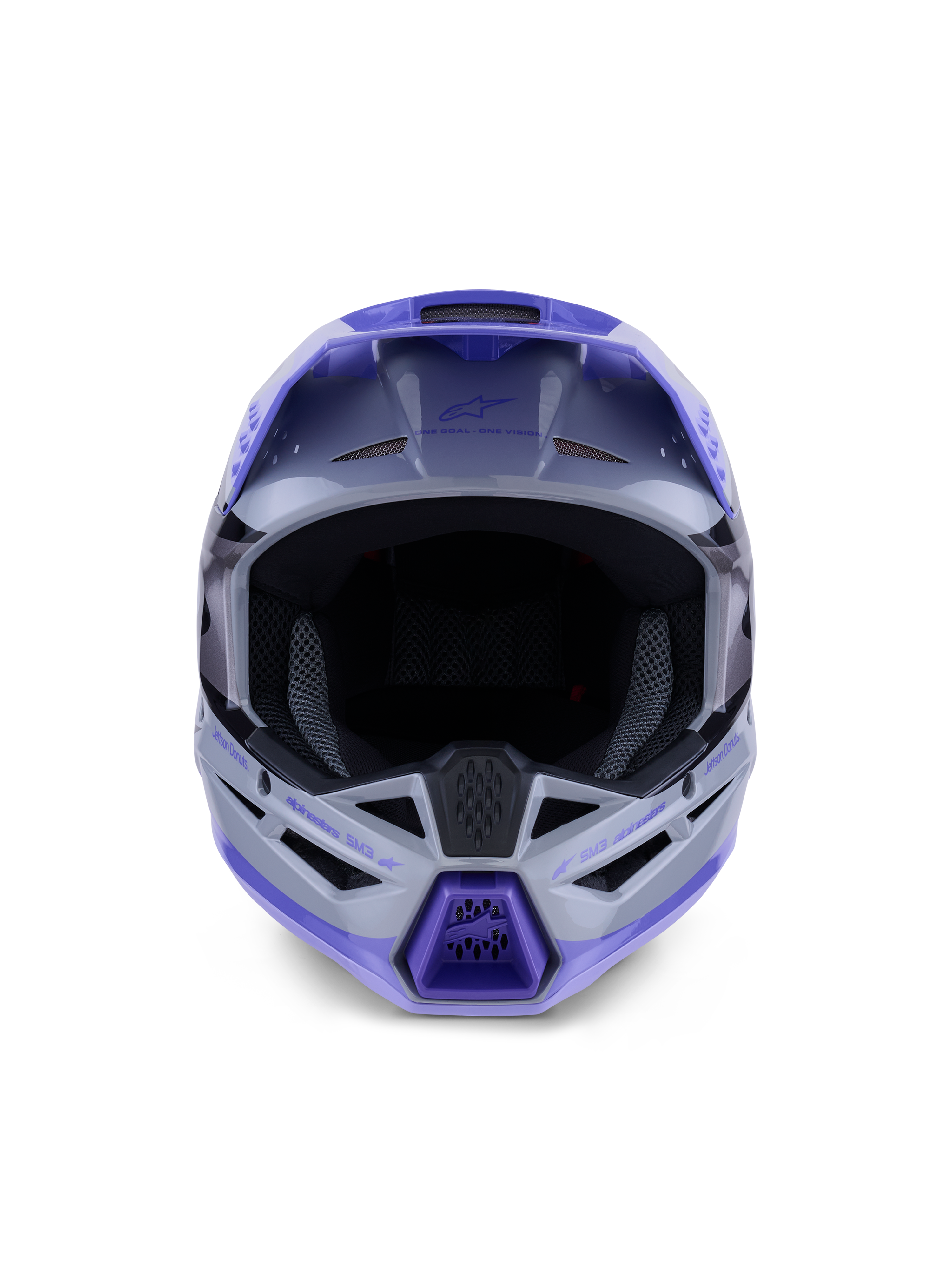Alpinestars SM3 Jettson Youth Helmet, Motocross Gear, Gray and Purple Glossy, ECE 2206 and DOT Certified, High-Ventilation.