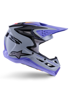 Alpinestars SM3 Jettson Motocross Helmet in gray and purple, with ECE and DOT certification and a lightweight shell.