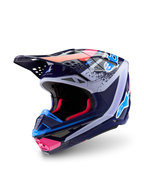 Alpinestars Limited Edition Supertech M10 Records Motocross Helmet, Navy and Pink, Carbon-Kevlar, ECE 22.06 certified.