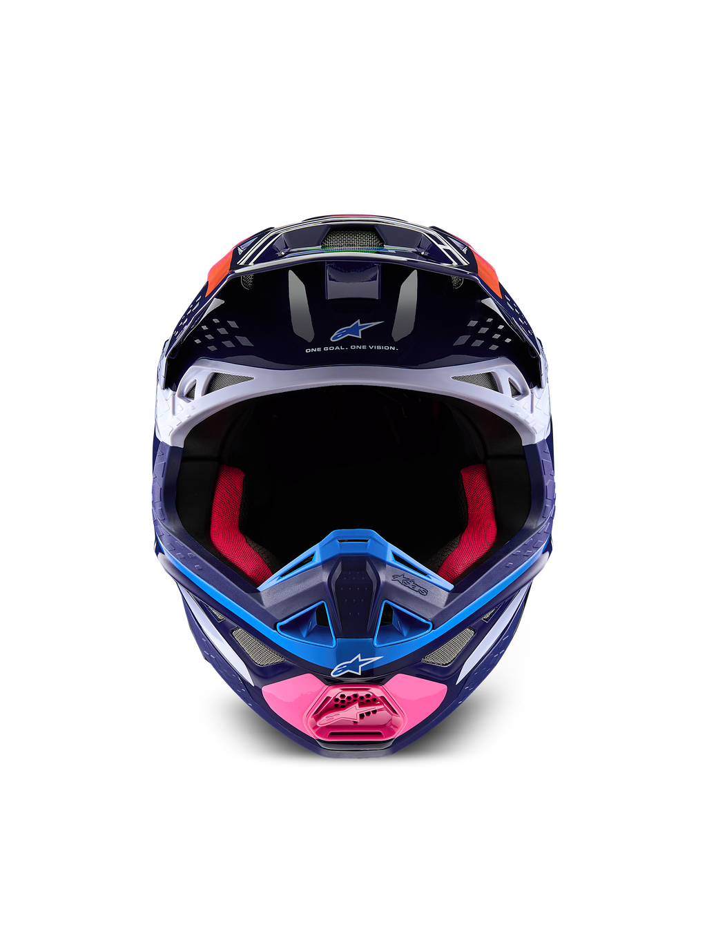 Alpinestars Supertech M10 Records Helmet, Navy Blue and Pink Motocross Racing Helmet, Carbon Fiber, ECE 22.06 Certified.