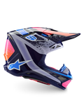 Alpinestars Supertech M10 Records Helmet, Motocross Racing, Navy Blue and Pink Glossy Carbon Shell, ECE Certified.