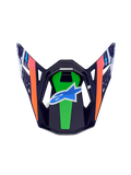 Alpinestars Limited Edition Supertech M10 Records Visor, Motocross helmet part, glossy green and navy with orange accents.