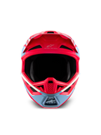 Alpinestars S-M7 Beast Coast Motocross Helmet, front view in matte Hot Orange and Light Gray, ECE 22.06 and DOT certified.