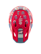 Alpinestars S-M7 Beast Coast Limited Edition Motocross Helmet, Hot Orange and Light Gray with gothic-style graphics.