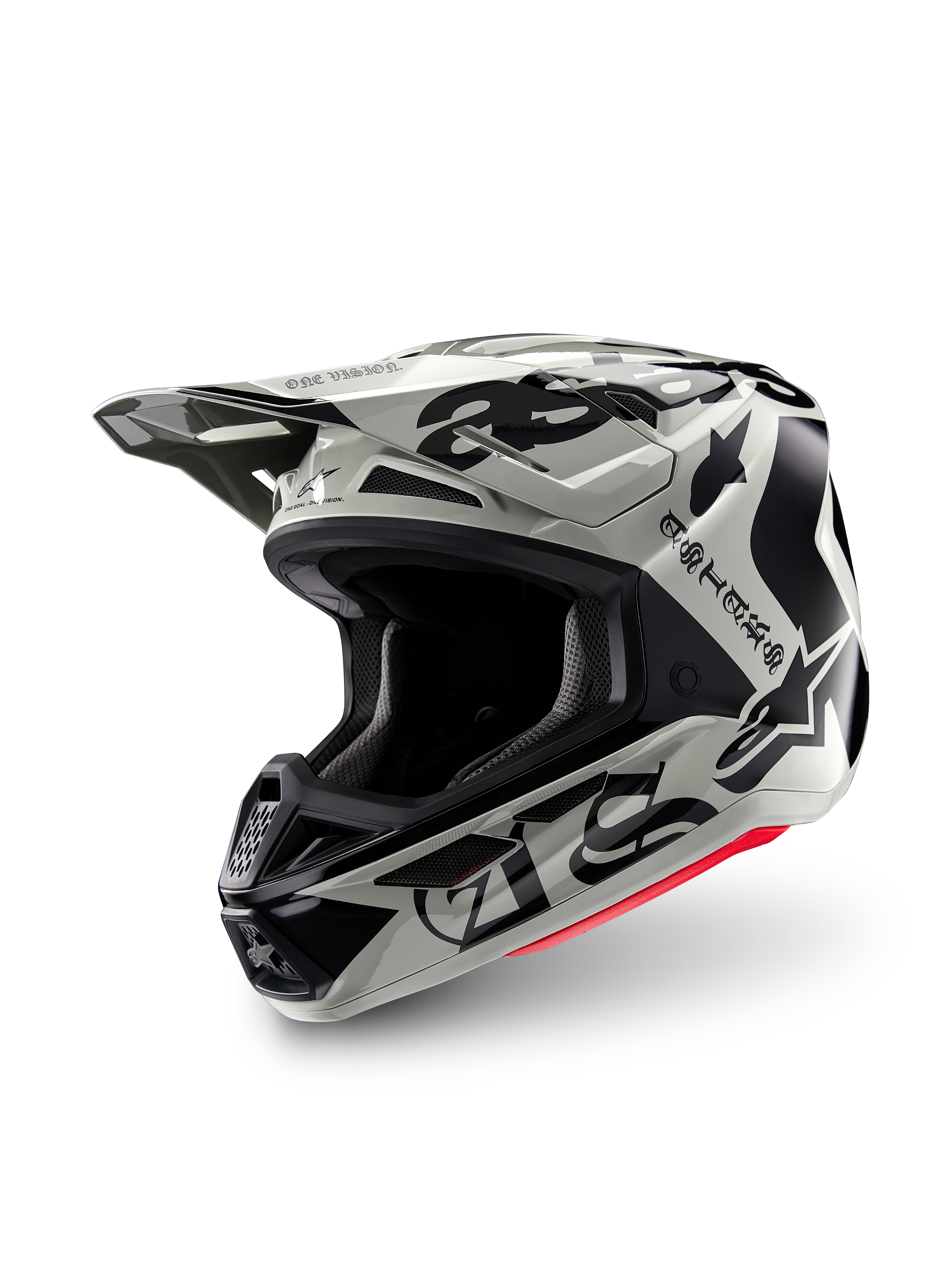 Alpinestars Limited Edition S-M7 Wolf Dust Helmet, ECE/DOT certified motocross racing helmet in dust beige and black graphics.