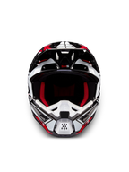 Alpinestars S-M5 Action 2 Helmet, motocross helmet in black, white and bright red glossy graphics, front view with red interior padding