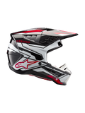 Alpinestars S-M5 Action 2 Helmet, Motocross Racing Helmet in Black, White, and Bright Red Glossy design.