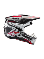 Alpinestars S-M5 Action 2 Helmet, Motocross Racing Helmet in Black, White, and Bright Red Glossy design.