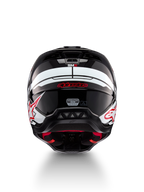 Alpinestars S-M5 Action 2 Helmet, black, white and bright red glossy motocross helmet, front view with ECE-R22-06 marking