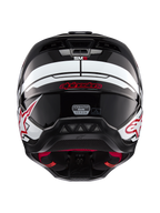Alpinestars S-M5 Action 2 Helmet, Motocross Racing Helmet, Black, White and Bright Red, ECE 22.06 Certified, Rear View.