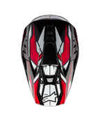 Alpinestars S-M5 Action 2 Helmet, motocross helmet shown from above, glossy Black, White and Bright Red