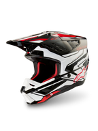 Alpinestars S-M5 Action 2 Helmet, motocross helmet in black, white and bright red glossy, side view